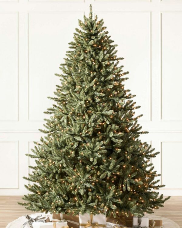 Luxury Flocked Pre-Lit Christmas Tree with Warm White Lights – 7ft Elegant Glow