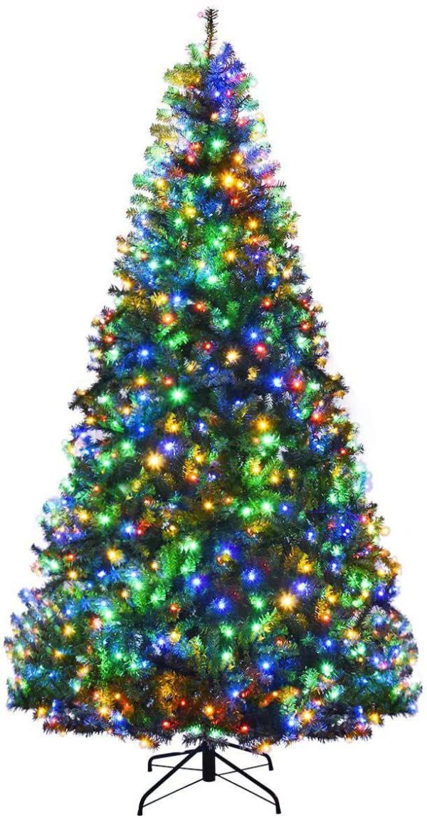 Rainbow LED Pre-Lit Christmas Tree – 7ft Color-Changing Magic
